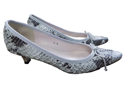 Zapatos de salón Paul Mayer Attitudes cuero serpiente plata negro 2" tacones arco España talla 6 M Foto 1 de 4