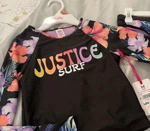 Justice Swimsuit Girls M 10 NWT 2 Piece Justice Surf - Picture 1 of 2