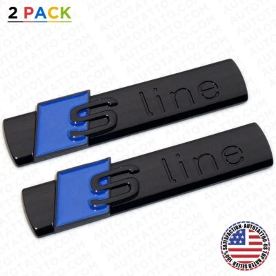 2pcs Sline S LINE Side Fender Marker Emblem Decal Badge Decorate Sport Blue - Image 1 of 4