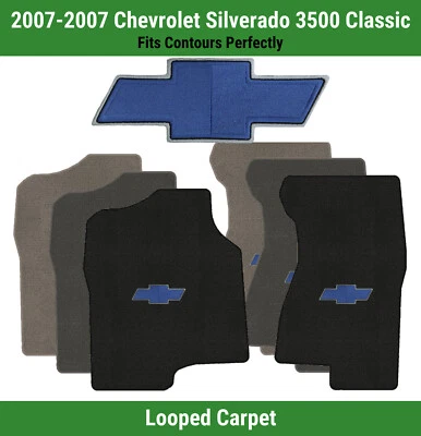 Alfombrillas delanteras Lloyd Loop para Silverado 3500 '07 con pajarita Chevy azul Foto 1 de 4