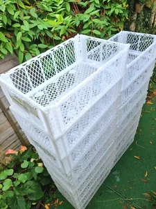 ✅4 X Large Stackable Plastic Tray COLAPSABLE Crate Box 50x30x15cm🍓FAST Delivery - Picture 1 of 3