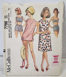 Costume da bagno vintage modello McCalls 7796 Junior taglia 13 spiaggia cambio anni 60 NON TAGLIATO - Foto 1 di 10