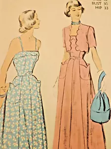 1940s Miss Advance 5180 Summer Slim Strap Pannel Skirt Dress Sz: 12 B30 COMPLETE - Picture 1 of 7
