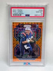 MAC JONES 2021 PANINI PRIZM ORANGE LAZER PRIZM ROOKIE RC #336 PSA 10 GEM MINT - Picture 1 of 2
