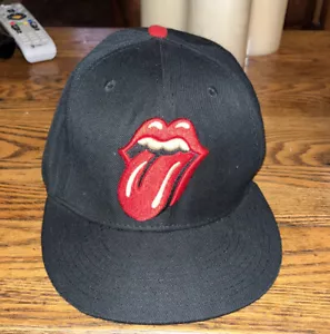 Rolling Stones Classic Logo 50th Embroidered Black Snap Back Baseball Cap NEW - Picture 1 of 5