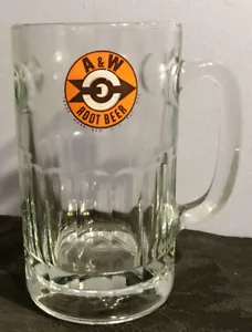 Vintage A&W Root Beer Glass Mug Brown Arrow Orange Bullseye Logo 6” Tall - Picture 1 of 8