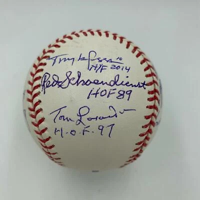 HOF Managers Sparky Anderson Torre Weaver Larussa Lasorda Signed Baseball JSA - Image 1 of 4