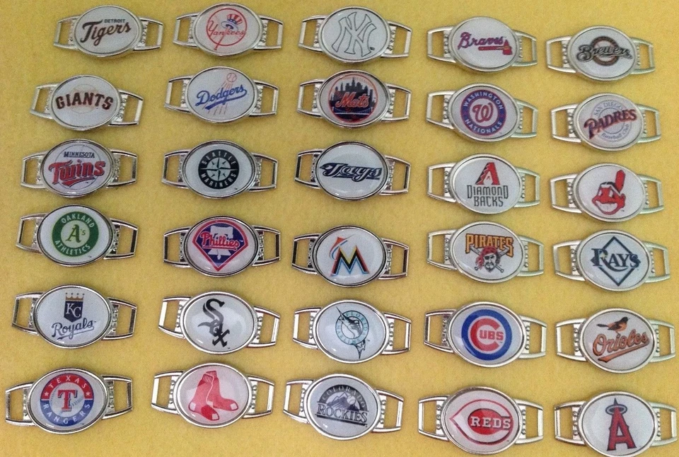 MLB Baseball Charm Bracelet Team Color Choose Your Team Shoelace Pair New L@@K - Image 1 of 1