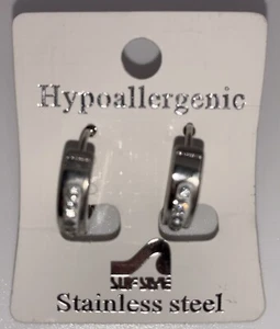 Orecchini a cerchio/diamante stile surf ipoallergenici colore argento 668058 - Foto 1 di 2