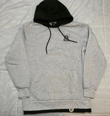 中号男式 MCMXXXIII 红色猿帽衫套衫灰色绿色连帽二手状况完好 — 第 1/4 张图片