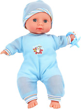 Click N' Play Baby Boy Doll 12” with Removable Blue Outfit and Hat with Pacifier
