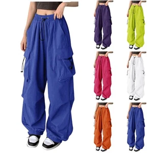Womens Cargo Pants Joggers Sweatpants Gym Sport Pants Casual Loose Trousers - Picture 1 of 31