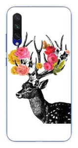 Coque en silicone imprimée compatible Xiaomi Mi A3 Cerf fleurs - Photo 1 sur 3