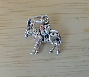 Sterling Silver 3D 15x13mm Small Pack Donkey Mule Burro Ass Charm - Picture 1 of 4