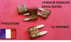 Lot de 5 mini fusibles 7,5 Amp 7.5 A auto automobile voiture 16x11mm 1-2 - Picture 1 of 2