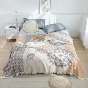 Travel Blanket Summer Quilt Bed Cover Flat Sheet Pure Cotton Gauze Sofa Blanket - Picture 1 of 26
