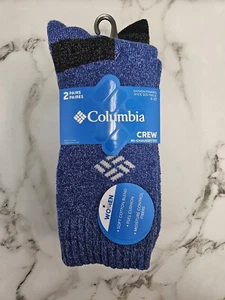 2 Pairs Women's Crew Socks Black & Blue, Soft Cotton, Cushioned Moisture Control - Picture 1 of 8