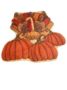 Toland Debbie Mumm Signed Thanksgiving Turkey Pumpkins XL Banner Flag USA - Picture 1 of 6