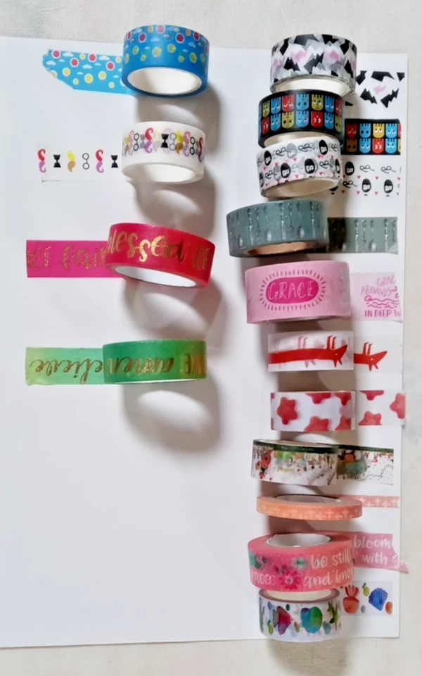 15 rolls paper washi tape assorted lot, assorted widths crafting, journaling - Image 1 of 4