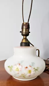 Antique Consolidated Phoenix White Pink Milk Glass Cosmos Flowers Table Lamp - Picture 1 of 10