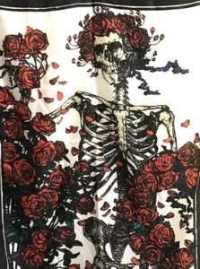 VTG 1994 Bertha and Roses 30x45" Grateful Dead Tapestry Wall Decor Skeleton - Picture 1 of 4