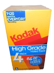 Paquete de 4 cintas de video de alto grado Kodak T-120 (nuevas/todavía en envoltura de plástico) - Imagen 1 de 6