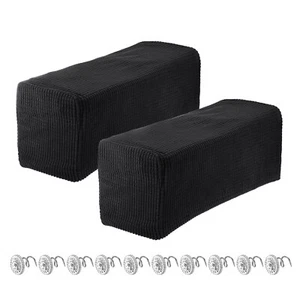 2pcs Stretch Armrest Covers Couch Arm Covers with Twist Pin Black - Picture 1 of 8
