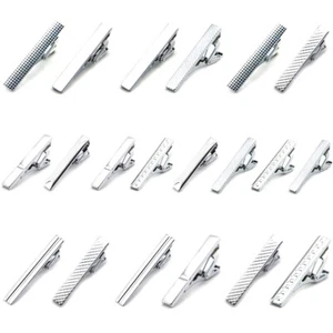 2 Packs Men Silver Stainless Steel 4CM Tie Clips Formal Necktie Tie Clasps - Picture 1 of 13