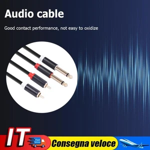 2 RCA Male to Dual 6.35 Jack Male Audio Cable Mixer Amplifier Adapter Cord - Zdjęcie 1 z 8