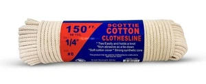 1/4 X 150 Ft Scottie Cotton Clothesline Whi - Picture 1 of 3
