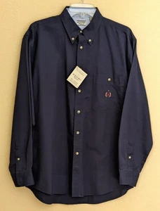 Bugle Boy Orig Navy Blue Shirt 100% Cotton No Wrinkle Men Long Sleeve Size M NWT - Picture 1 of 10