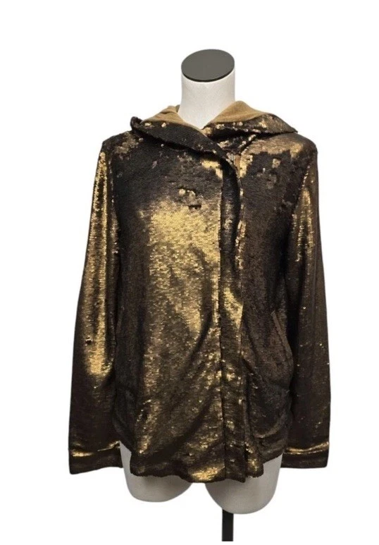 Free People блестками куртка с капюшоном бронза золото полный молнии фестиваль вечеринки большой - Изображение 1 из 4