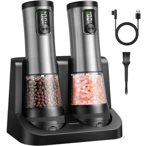 Electric Salt and Pepper Grinder Set - Ceramic Grinder Automatic Pepper Mills... - Picture 1 of 9
