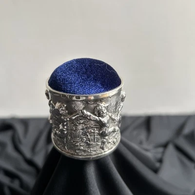 Large Antique sterling silver pin cushion - Birmingham, 1891 - Image 1 of 4
