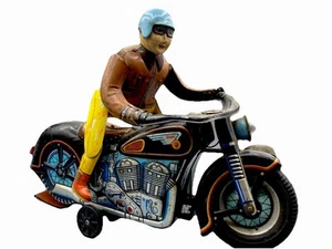 1950'S ATOM MAN ON MOTORCYCLE-BATTERY OPERATED TIN TOY- MT MASUDAYA JAPAN-11.5 - Picture 1 of 22