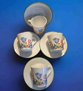 Vintage Corning Corelle Fresh Cut Tulips Coffee Mug & Saucer Multicolor Set of 4 - Bild 1 von 14