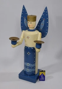 alter ERZGEBIRGE ENGEL KERZENHALTER handbemalt Weihnachten Figur Deko Leuchter - Bild 1 von 6