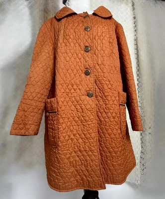 Abrigo de coche acolchado NARANJA vintage años 60 botones dorados cremalleras laterales cuello ancho  Foto 1 de 4