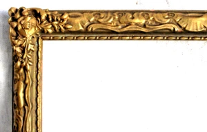 SUPERB ANTIQUE FITS 10 X 12" GOLD GILT PICTURE FRAME WOOD ARTS CRAFTS ORNATE - Picture 1 of 24