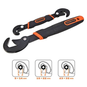 TACTIX Schraubenschlüssel 2er Set 9-32 mm Selbstjustierend Multifunktion 3in1 - Bild 1 von 2