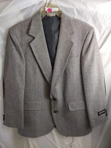 Vintage Reed St James Blazer Mens 40S Gray Herringbone USA Elbow Patch Classic - Picture 1 of 12