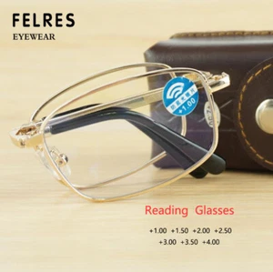 Faltbare quadratische blaue lichtblockierende Lesebrille Herren presbyopische Brille - Bild 1 von 18