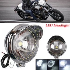 Lámpara de faro ojo de ángel cromada 27 LED para moto Bobber Chopper Cruiser 12V - Imagen 1 de 11
