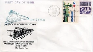 1ST PASSENGER TRAIN ON ERIE R.R.,  JAMAICA, NY  1976  FDC18352 - Picture 1 of 1