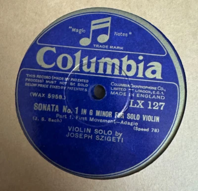 LX 127/8 Joseph Szigeti Plays Bach Sonata No. 1 For Solo Violin 78 rpm RARE - Image 1 of 2