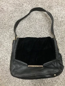 Juicy Couture Black Leather & Velour Satchel EUC Fast Shipping - Picture 1 of 5
