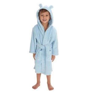 Personalised Boys Blue Fleeced Hooded Robe 4-5 Years and 5-6 Years - Picture 1 of 2