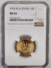 1974 West African States 10 Francs Coin NGC Rated MS 65