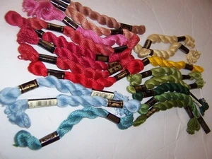 LOT of 19 Vintage NOS DMC Perle Embroidery Cotton Floss FLOWER & LEAVES Colors - Picture 1 of 2