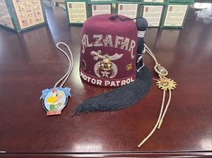 * RARE *Masonic ALZAFAR Shriner Fez Tassel Hat MOTOR PATROL SAN ANTONIO + EXTRAS - Picture 1 of 12